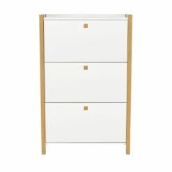 Woodman Meubles D'entrée Et à Chaussures Meuble à Chaussures En Bois 3 Portes Blanc