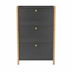Woodman Meubles D'entrée Et à Chaussures Meuble à Chaussures En Bois 3 Portes Gris Foncé