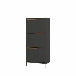 Tenzo Meubles D'entrée Et à Chaussures Meuble à Chaussures En Bois 3 Portes H131cm Gris Anthracite -Meubles d'appoint Soldes meuble a chaussures en bois 3 portes h131cm gris anthracite 1