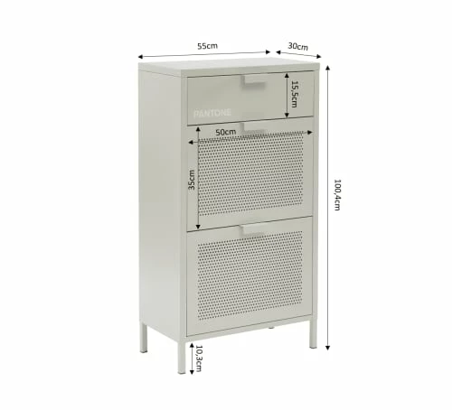 Pantone Meubles D'entrée Et à Chaussures Meuble à Chaussures Métal Beige Sable 3 Portes 5 Pantone Meubles D'entrée Et à Chaussures Meuble à Chaussures Métal Beige Sable 3 Portes – Image 3