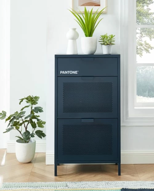 Pantone Meubles D'entrée Et à Chaussures Meuble à Chaussures Métal Bleu Nuit 3 Portes 4 Pantone Meubles D'entrée Et à Chaussures Meuble à Chaussures Métal Bleu Nuit 3 Portes – Image 2