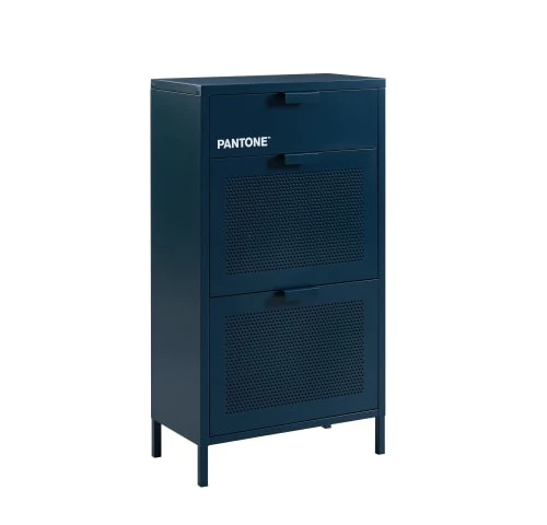 Pantone Meubles D'entrée Et à Chaussures Meuble à Chaussures Métal Bleu Nuit 3 Portes 5 Pantone Meubles D'entrée Et à Chaussures Meuble à Chaussures Métal Bleu Nuit 3 Portes – Image 3
