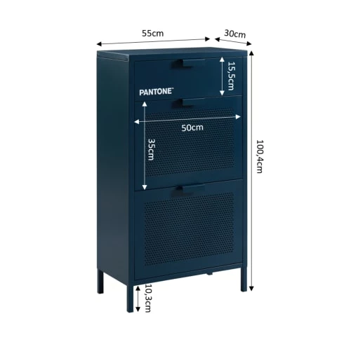 Pantone Meubles D'entrée Et à Chaussures Meuble à Chaussures Métal Bleu Nuit 3 Portes 8 Pantone Meubles D'entrée Et à Chaussures Meuble à Chaussures Métal Bleu Nuit 3 Portes – Image 6