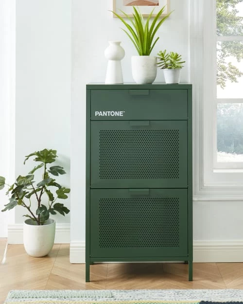 Pantone Meubles D'entrée Et à Chaussures Meuble à Chaussures Métal Vert Olive 3 Portes 4 Pantone Meubles D'entrée Et à Chaussures Meuble à Chaussures Métal Vert Olive 3 Portes – Image 2