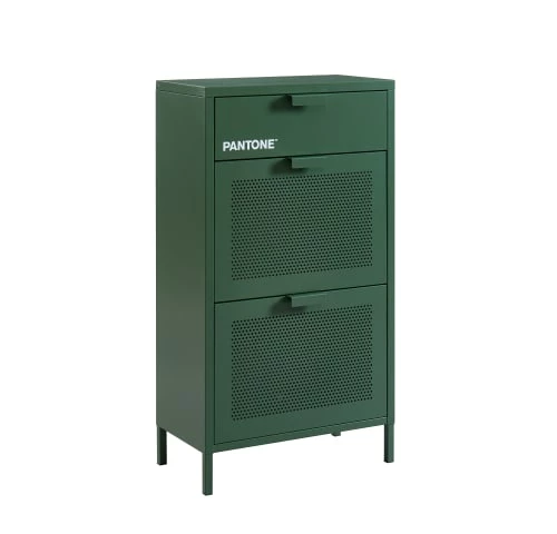 Pantone Meubles D'entrée Et à Chaussures Meuble à Chaussures Métal Vert Olive 3 Portes 5 Pantone Meubles D'entrée Et à Chaussures Meuble à Chaussures Métal Vert Olive 3 Portes – Image 3