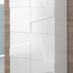 Nouveaux produits -Meubles d'appoint Soldes meuble a chaussures moderne effet bois blanc brillant 10