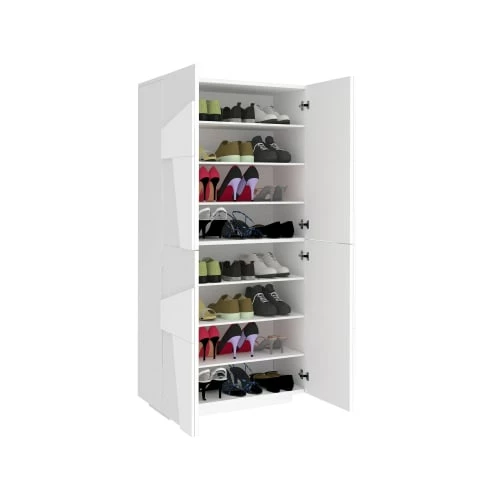 Dmora Meubles D'entrée Et à Chaussures Meuble à Chaussures Moderne Effet Bois Blanc Brillant 5 Dmora Meubles D'entrée Et à Chaussures Meuble à Chaussures Moderne Effet Bois Blanc Brillant – Image 3