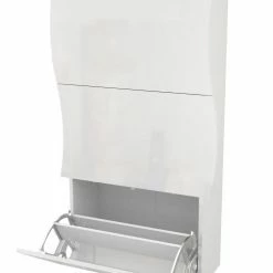 Dmora Meubles D'entrée Et à Chaussures Meuble à Chaussures Moderne Effet Bois Blanc Brillant -Meubles d'appoint Soldes meuble a chaussures moderne effet bois blanc brillant 17