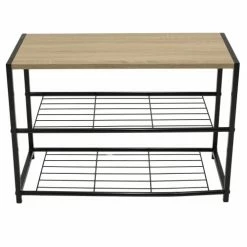 The Home Deco Factory Meubles D'entrée Et à Chaussures Meuble à Chaussures Noir -Meubles d'appoint Soldes meuble a chaussures noir 2