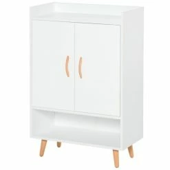 Homcom Meubles D'entrée Et à Chaussures Meuble à Chaussures Scandinave Placard 2 Portes 4 étagères Blanc