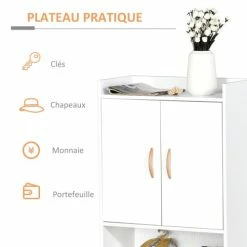 Homcom Meubles D'entrée Et à Chaussures Meuble à Chaussures Scandinave Placard 2 Portes 4 étagères Blanc -Meubles d'appoint Soldes meuble a chaussures scandinave placard 2 portes 4 etageres blanc 4