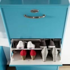 Tenzo Meubles D'entrée Et à Chaussures Meuble à Chaussures Vintage H121cm Turquoise -Meubles d'appoint Soldes meuble a chaussures vintage h121cm turquoise 2