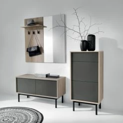 Its Meubles D'entrée Et à Chaussures Meuble Chaussures 2 Portes 1 Tiroir Naturel Et Gris Anthracite Mat -Meubles d'appoint Soldes meuble chaussures 2 portes 1 tiroir naturel et gris anthracite mat 1