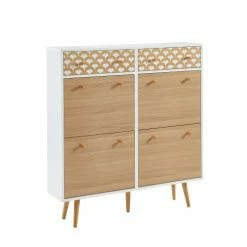 Baita Meubles D'entrée Et à Chaussures Meuble Chaussures Blanc Et Effet Chêne 4 Portes Et 2 -Meubles d'appoint Soldes meuble chaussures blanc et effet chene 4 portes et 2 2