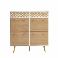 Baita Meubles D'entrée Et à Chaussures Meuble Chaussures Blanc Et Effet Chêne 4 Portes Et 2