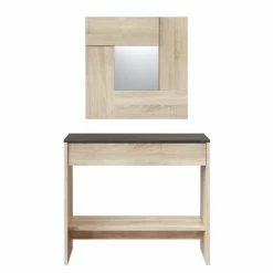 HOMN Meubles D'entrée Et à Chaussures Meuble D'entrée 1 Tiroir Et Miroir, Chêne Et Rouille, 92 Cm Largeur 9 HOMN Meubles D'entrée Et à Chaussures Meuble D'entrée 1 Tiroir Et Miroir, Chêne Et Rouille, 92 Cm Largeur -Meubles d'appoint Soldes meuble d entree 1 tiroir et miroir chene et rouille 92 cm largeur 2