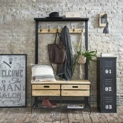 Nouveaux produits -Meubles d'appoint Soldes meuble d entree 6 pateres 2 tiroirs en metal et manguier 1000 13 39 199627 4