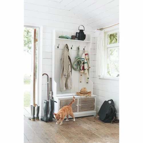Maisons Du Monde Meubles D'entrée Et à Chaussures Meuble D'entrée Avec 5 Patères En Bois Blanc L 96 Cm 4 Maisons Du Monde Meubles D'entrée Et à Chaussures Meuble D'entrée Avec 5 Patères En Bois Blanc L 96 Cm – Image 2