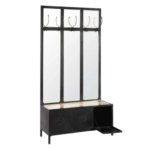 Maisons Du Monde Meubles D'entrée Et à Chaussures Meuble D'entrée Avec Miroir En Métal Noir 4 Maisons Du Monde Meubles D'entrée Et à Chaussures Meuble D'entrée Avec Miroir En Métal Noir – Image 2