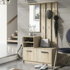 Selsey Meubles D'entrée Et à Chaussures Meuble D’entrée Multifonctionnel 85 Cm 1 Miroir Chêne Sonoma -Meubles d'appoint Soldes meuble d entree multifonctionnel 85 cm 1 miroir chene sonoma 1