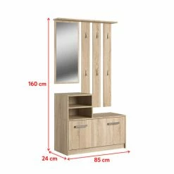 Selsey Meubles D'entrée Et à Chaussures Meuble D’entrée Multifonctionnel 85 Cm 1 Miroir Chêne Sonoma -Meubles d'appoint Soldes meuble d entree multifonctionnel 85 cm 1 miroir chene sonoma 2