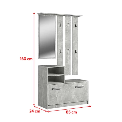 Selsey Meubles D'entrée Et à Chaussures Meuble D’entrée Multifonctionnel 85 Cm 1 Miroir Effet Béton 6 Selsey Meubles D'entrée Et à Chaussures Meuble D’entrée Multifonctionnel 85 Cm 1 Miroir Effet Béton – Image 4