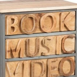 Altobuy Meubles D'entrée Et à Chaussures Meuble De Rangement 4 Tiroirs Aspect Vieilli -Meubles d'appoint Soldes meuble de rangement 4 tiroirs aspect vieilli 2