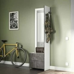 Symbiosis Meubles D'entrée Et à Chaussures Meuble De Rangement Effet Bois Blanc Et Béton 6 Symbiosis Meubles D'entrée Et à Chaussures Meuble De Rangement Effet Bois Blanc Et Béton -Meubles d'appoint Soldes meuble de rangement effet bois blanc et beton 1