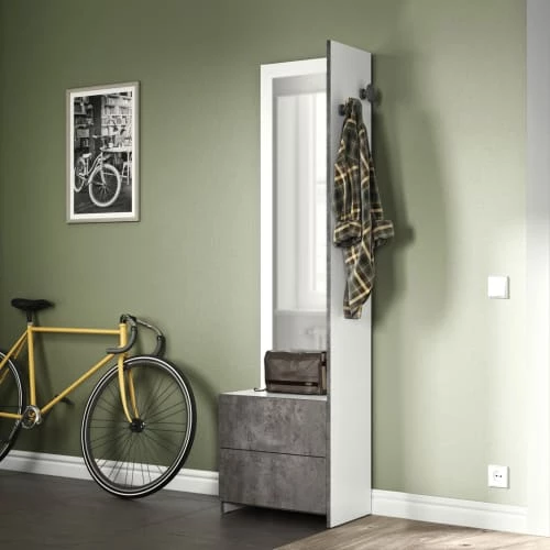 Symbiosis Meubles D'entrée Et à Chaussures Meuble De Rangement Effet Bois Blanc Et Béton 4 Symbiosis Meubles D'entrée Et à Chaussures Meuble De Rangement Effet Bois Blanc Et Béton – Image 2