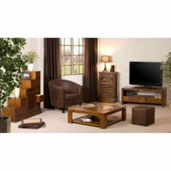 MACABANE Meubles D'entrée Et à Chaussures Meuble Escalier En Mindi 105x102cm -Meubles d'appoint Soldes meuble escalier en mindi 105x102cm 2