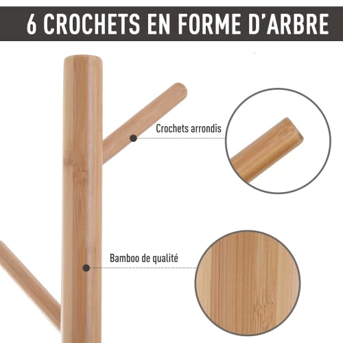 Homcom Meubles D'entrée Et à Chaussures Meuble Rangement Porte-manteaux 2 En 1 Blanc Bois Bambou 6 Homcom Meubles D'entrée Et à Chaussures Meuble Rangement Porte-manteaux 2 En 1 Blanc Bois Bambou – Image 4
