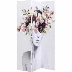 Kare Design Paravents Paravent Blanc Imprimé Femmes Et Fleurs