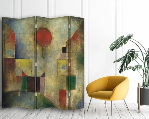 Legendarte Paravents Paravent - Cloison Ballon Rouge - Paul Klee Cm 180x170 (5 Volets) 5 Legendarte Paravents Paravent - Cloison Ballon Rouge - Paul Klee Cm 180x170 (5 Volets) – Image 3
