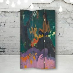 Legendarte Paravents Paravent Cloison Fatata Te Miti - Paul Gauguin 110x150cm (3 Volets) -Meubles d'appoint Soldes paravent cloison fatata te miti paul gauguin 110x150cm 3 volets 2