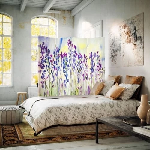 Legendarte Paravents Paravent Cloison Lavender Watercolour 145x180cm (4 Volets) 4 Legendarte Paravents Paravent Cloison Lavender Watercolour 145x180cm (4 Volets) – Image 2