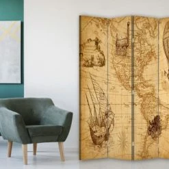 Legendarte Paravents Paravent Cloison Voyages Américains 145x180cm (4 Volets) -Meubles d'appoint Soldes paravent cloison voyages americains 145x180cm 4 volets 2
