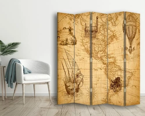Legendarte Paravents Paravent - Cloison Voyages Américains Cm 180x170 (5 Volets) 4 Legendarte Paravents Paravent - Cloison Voyages Américains Cm 180x170 (5 Volets) – Image 2
