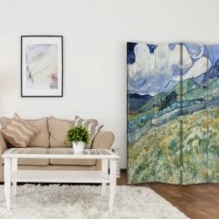 Legendarte Paravents Paravent - Cloison Vue De Saint-Rémy - Van Gogh Cm 145x170 (4 Volets) -Meubles d'appoint Soldes paravent cloison vue de saint remy van gogh cm 145x170 4 volets 1