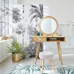 Maisons Du Monde Paravents Paravent Imprimé Forêt Tropicale Noir Et Blanc -Meubles d'appoint Soldes paravent imprime foret tropicale noir et blanc 1000 8 35 190357 5