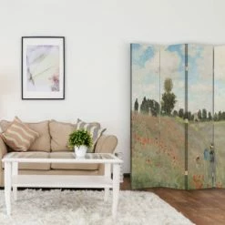 Legendarte Paravents Paravent Le Champ Des Coquelicots - Claude Monet 145x180cm (4 Volets) -Meubles d'appoint Soldes paravent le champ des coquelicots claude monet 145x180cm 4 volets 2