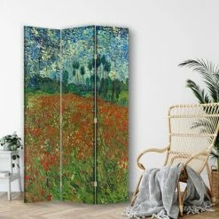 Legendarte Paravents Paravent Le Champ Des Coquelicots - Van Gogh 110x150cm (3 Volets) -Meubles d'appoint Soldes paravent le champ des coquelicots van gogh 110x150cm 3 volets 1