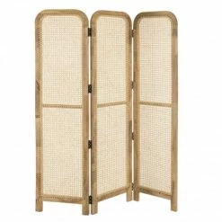 Nouveaux produits 19 MACABANE Paravents Paravent Marron Bois De Manguier Et Cannage Couleur Naturelle