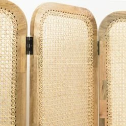 MACABANE Paravents Paravent Marron Bois De Manguier Et Cannage Couleur Naturelle -Meubles d'appoint Soldes paravent marron bois de manguier et cannage couleur naturelle 5