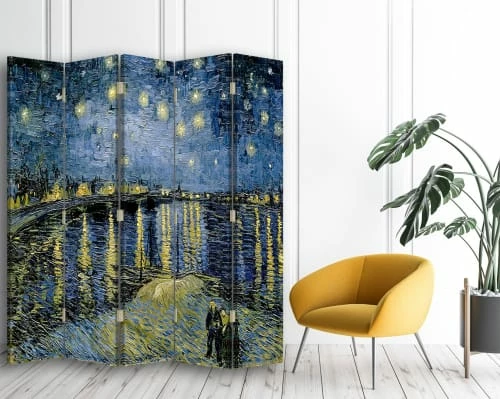Legendarte Paravents Paravent Nuit Étoilée Sur Le Rhone - Van Gogh Cm 180x170 (5 Volets) 4 Legendarte Paravents Paravent Nuit Étoilée Sur Le Rhone - Van Gogh Cm 180x170 (5 Volets) – Image 2