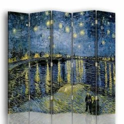 Legendarte Paravents Paravent Nuit Étoilée Sur Le Rhone - Van Gogh Cm 180x170 (5 Volets)