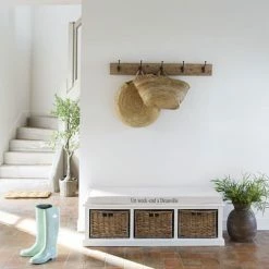 Maisons Du Monde Portemanteaux Et Patères Patère 5 Crochets En Bois Recyclé Et Métal Noir -Meubles d'appoint Soldes patere 5 crochets en bois recycle et metal noir 1000 2 7 189263 6