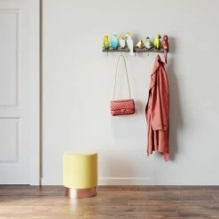 Nouveaux produits -Meubles d'appoint Soldes patere 5 crochets oiseaux en polyresine et acier 1