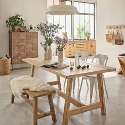 Maisons Du Monde Portemanteaux Et Patères Patère 6 Crochets En Chêne Et Métal Blanc -Meubles d'appoint Soldes patere 6 crochets en chene et metal blanc 1000 16 25 209371 3