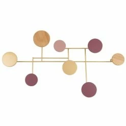 Maisons Du Monde Portemanteaux Et Patères Patère 8 Crochets En Bois Rose Et Métal Doré