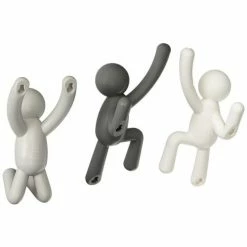 Umbra Portemanteaux Et Patères Patère Bonhomme Buddy (lot De 3) Gris - Blanc -Meubles d'appoint Soldes patere bonhomme buddy lot de 3 gris blanc 3